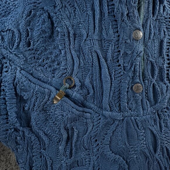 COOGI Blues Authentic Women Sweater Knit Pullover Blue Medium Cotton Henley - Picture 7 of 16